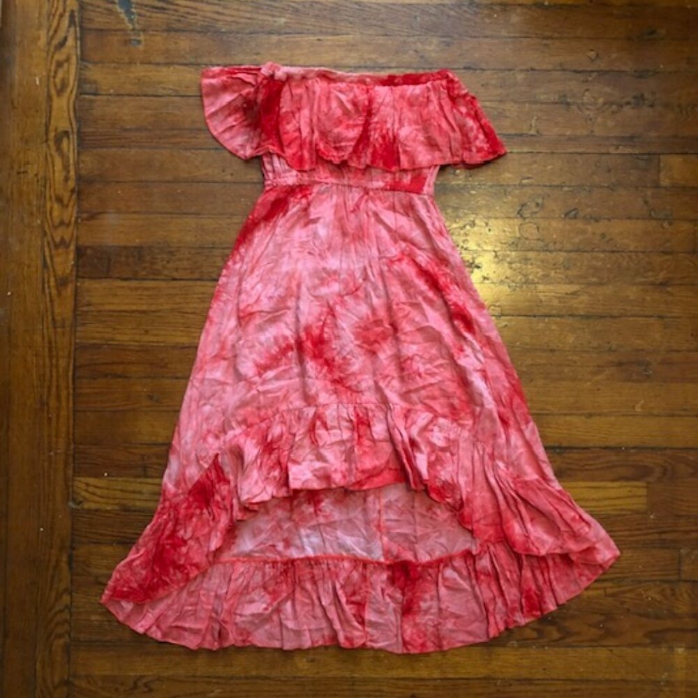 Angie High Low Dress Pink Tie Dye Size Small
